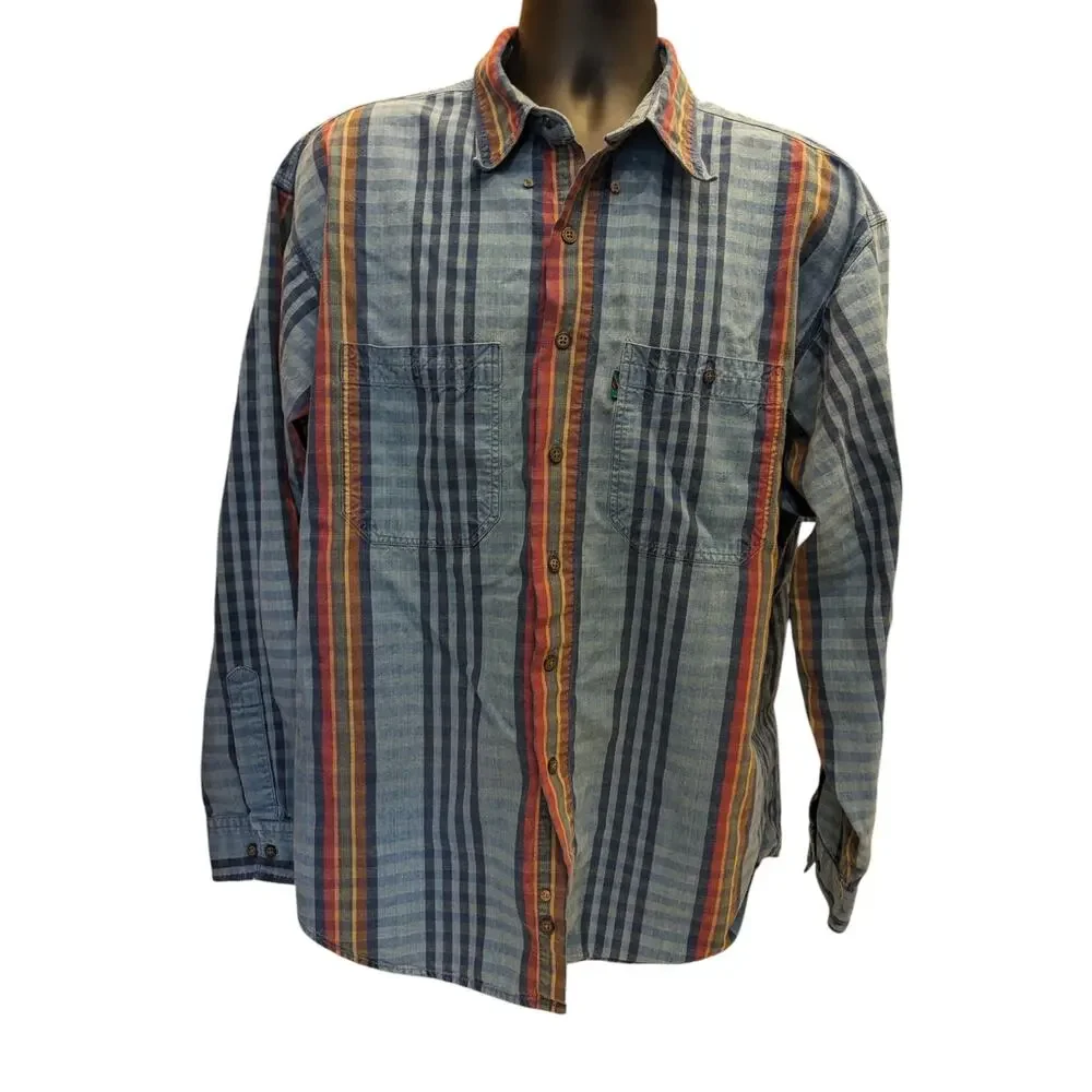 Colours by Alexander Julian Shirt Mens XL Plaid Cotton Long Sleeve Vintage Style - Picture 8 of 13